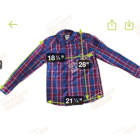 Levis L Mens Modern Fit Long Sleeve Plaid Western Snap Button Shirt Red & Blue - Picture 9 of 9